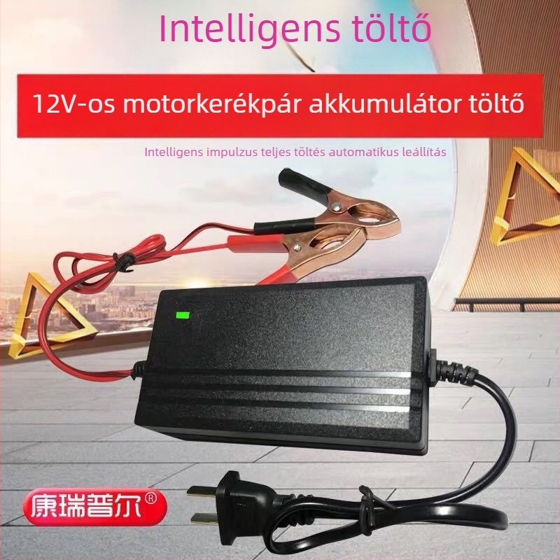 Intelligens 12V robogó akkumulátor töltő, kompatibilis a 12/20Ah akkumulátorral, sorozat 0111, bemenet DC12V, kimenet DC14V 1.25A, CNAS tanúsítvány