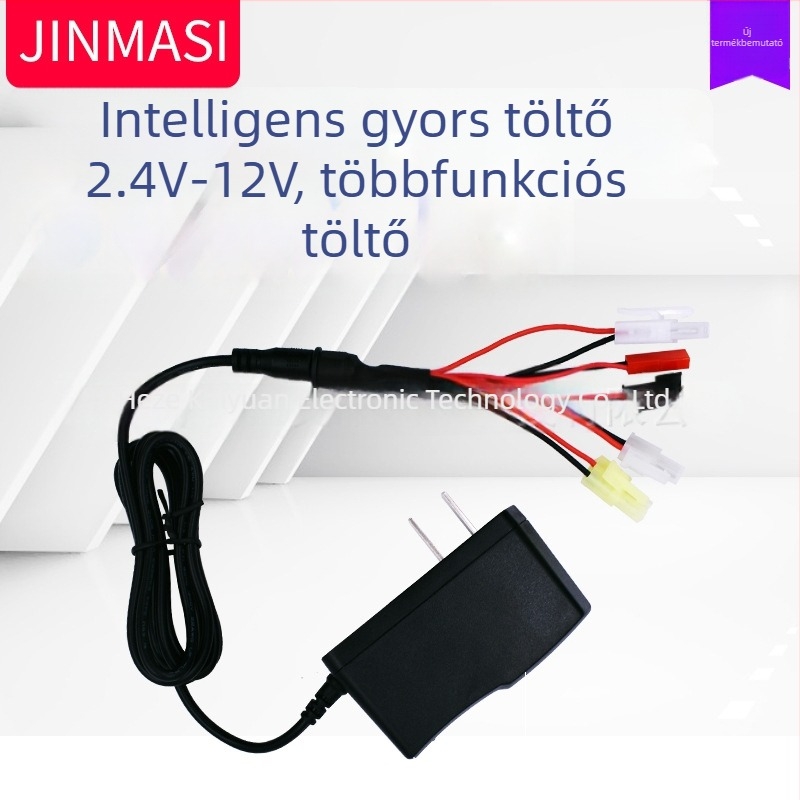 Intelligens RC akkumulátor töltő Ni-MH/Ni-Cd, 5 csatlakozó, 2.4-12V, bemenet 100-240V, kimenet 2-4S 700mAh; 7-10S 400mAh, töltési áram 400-700 mA