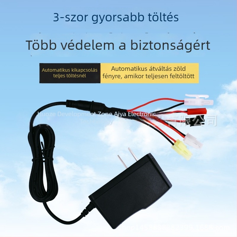 Intelligens RC akkumulátor töltő Ni-MH/Ni-Cd, 5 csatlakozó, 2.4-12V, bemenet 100-240V, kimenet 2-4S 700mAh; 7-10S 400mAh, töltési áram 400-700 mA