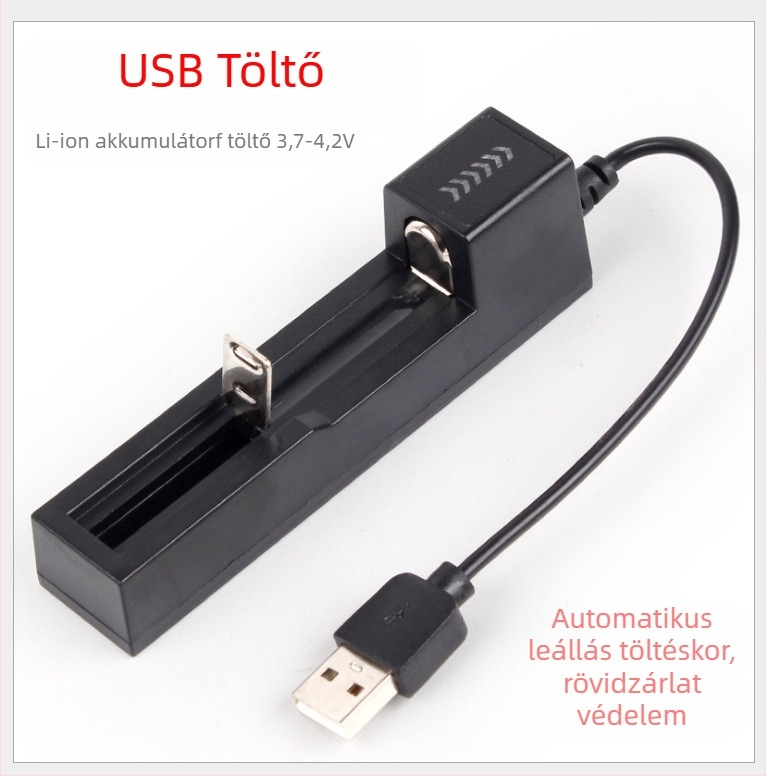 Neutral Li-ion akkumulátor töltő 18650 — egyetlen slotos töltő, univerzális bemenet 100–240V, 4.2V kimenet, CE/ROHS, 18650/14500 kompatibilis