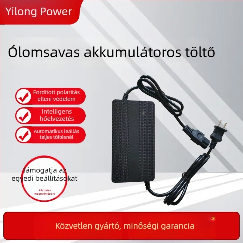 Elektronikus jármű akkumulátortöltő – Yilong, kimenet 24V DC, bemenet 110–240V AC, 50/60 Hz