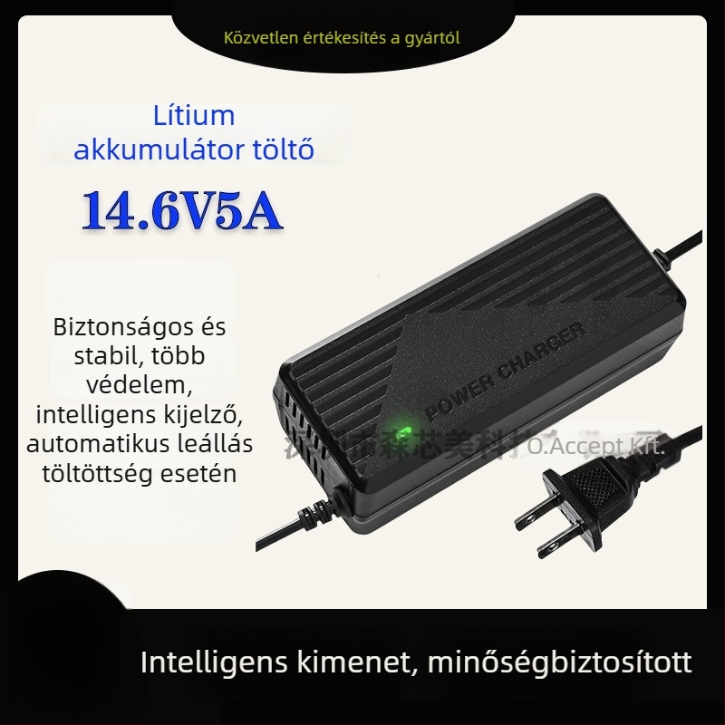 SXM LiFePO4 akkumulátortöltő, 4-cellás sorozat, 14.6V 5A, bemenet 100-240V AC