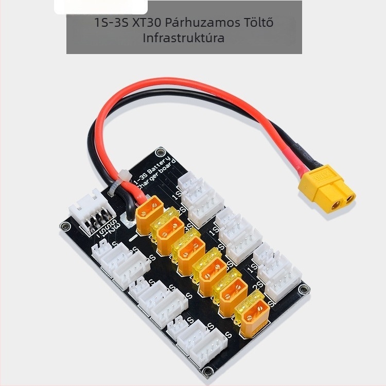 XT30 párhuzamos töltőpanel banáncsatlakozóval, B6 kiegészítők, Li-ion akkumulátor kiegyenlítő töltő, XT60 adapter panel, T-Plug bővítő panel (xt30, akkumulátor, párhuzamos töltőpanel, banán csatlakozó, XT60 adapter)