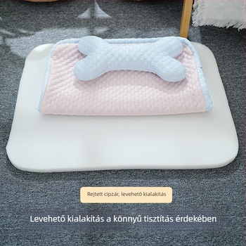 3D jéggolyókkal hűsítő kutyaágy kicsi–közepes kutyáknak és macskáknak (Teddy fajta)