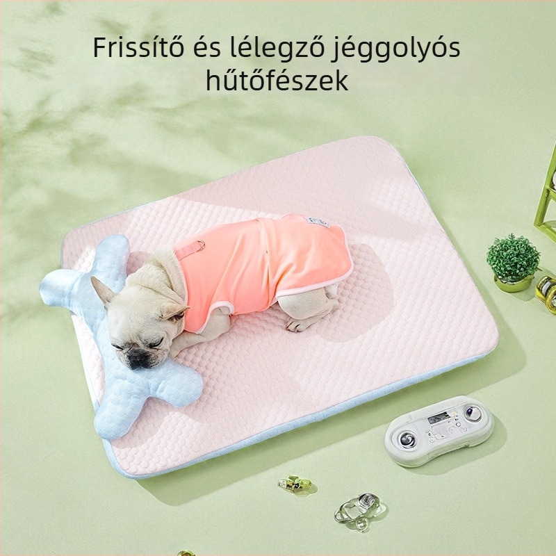 3D jéggolyókkal hűsítő kutyaágy kicsi–közepes kutyáknak és macskáknak (Teddy fajta)