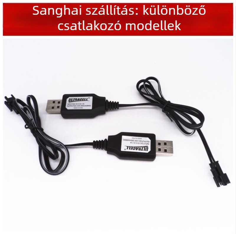 USB töltőkábel SM dugóval Ni-Cd akkumulátorhoz, 4.8V 250mA