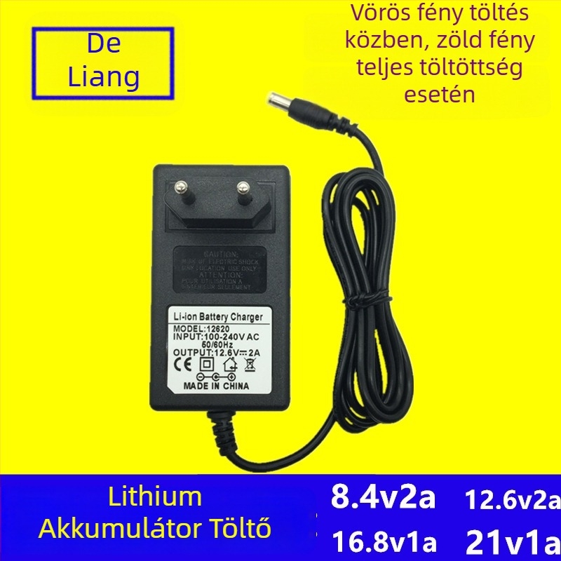 Li-ion akkumulátor töltő 12.6V2A, bemenet 100–250V AC, sorozat 12.6V2A