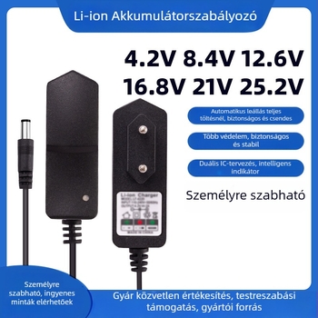 Lítiumakkumulátor töltő – Bemenet 100-240V, Kimenet 8.4V1A, Akkumulátorokhoz
