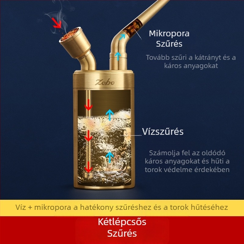 Hookah cső fém, dupla szűrővel, Zobo Zb-558-1, modern minimalista dizájn