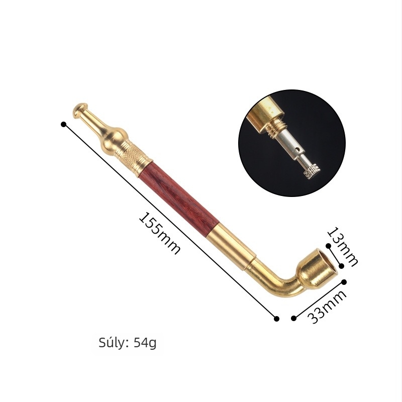 Réz dohánypipa tömörfa szűrővel, száraz piping design, többfunkciós dohánytasak és hordozható szájtisztító