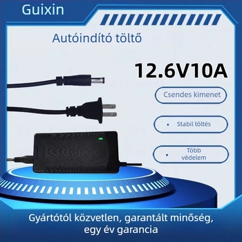 Autómentő induló töltő (Bemenet 100-240V AC, Kimenet 12.6V/16.8V 10A, Polimer Li-ion akkumulátortöltő, CE/FCC/ROHS)