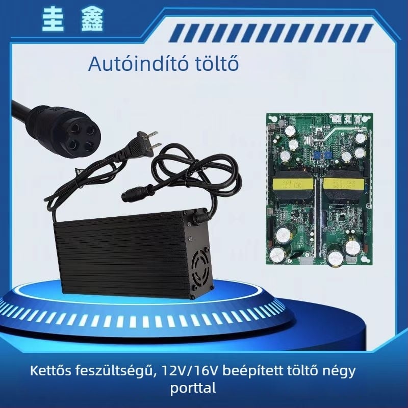 Autómentő induló töltő (Bemenet 100-240V AC, Kimenet 12.6V/16.8V 10A, Polimer Li-ion akkumulátortöltő, CE/FCC/ROHS)