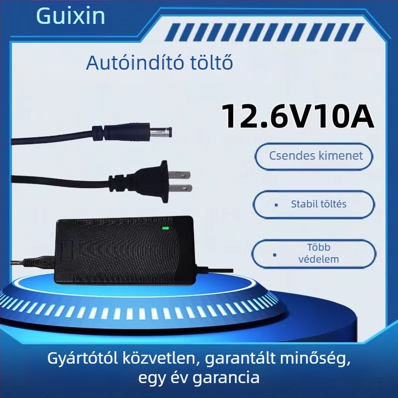 Autómentő induló töltő (Bemenet 100-240V AC, Kimenet 12.6V/16.8V 10A, Polimer Li-ion akkumulátortöltő, CE/FCC/ROHS)