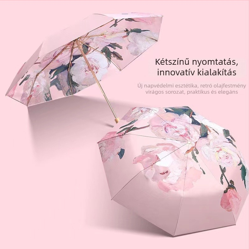 Kétszintes, kétoldalas nap- és esernyő UV védelemmel, 8 bordával, kézi nyitás, egyedi logó