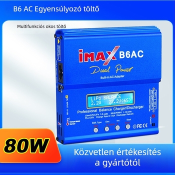 HTRC B6AC kiegyensúlyozó töltő Li-ion akkumulátorokhoz, 3S/6S támogatás, bemenet 100-240V AC, kimenet 12V 6A