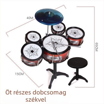 5 részes gyerek dobkészlet, modell 985, zenei játék