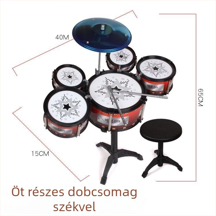 5 részes gyerek dobkészlet, modell 985, zenei játék