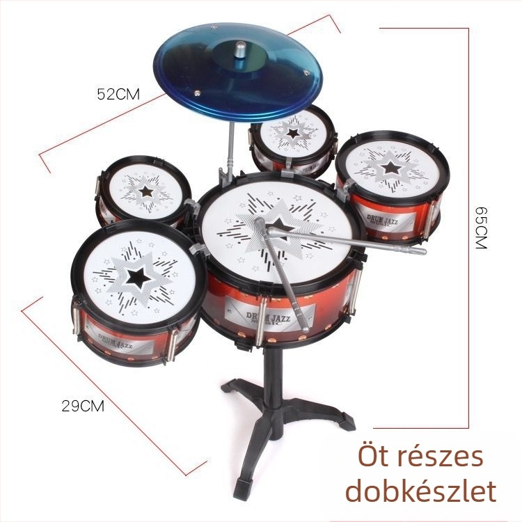 5 részes gyerek dobkészlet, modell 985, zenei játék