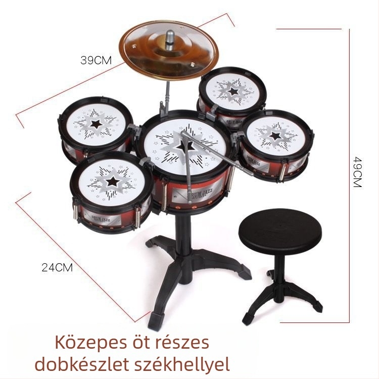 5 részes gyerek dobkészlet, modell 985, zenei játék