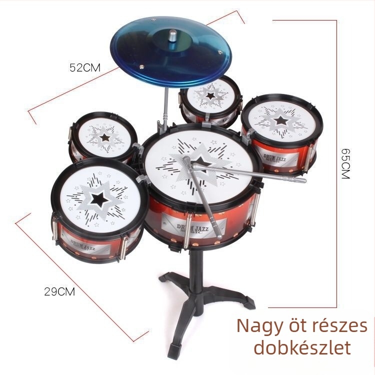 5 részes gyerek dobkészlet, modell 985, zenei játék