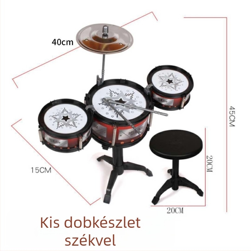 5 részes gyerek dobkészlet, modell 985, zenei játék
