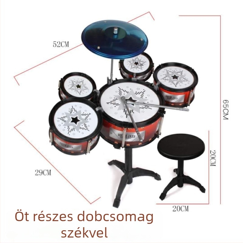 5 részes gyerek dobkészlet, modell 985, zenei játék