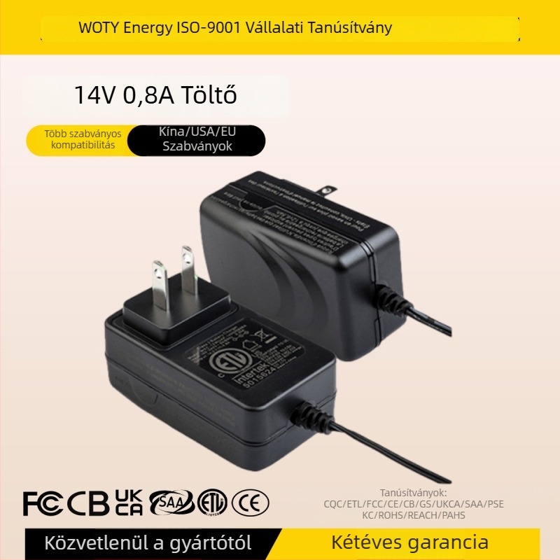Ólomsavas akkumulátor töltő és szerszám adapter Li-ion akkumulátorokhoz, 100-240V bemenet, CE tanúsítvány, WEC-12W sorozat, Wotai Energy