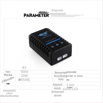 B3 lítium akkumulátor egyensúly töltő modell repülő fix szárnyhoz, bemenet 110-240V, kimenet 1600mA, töltési áram 1600mA