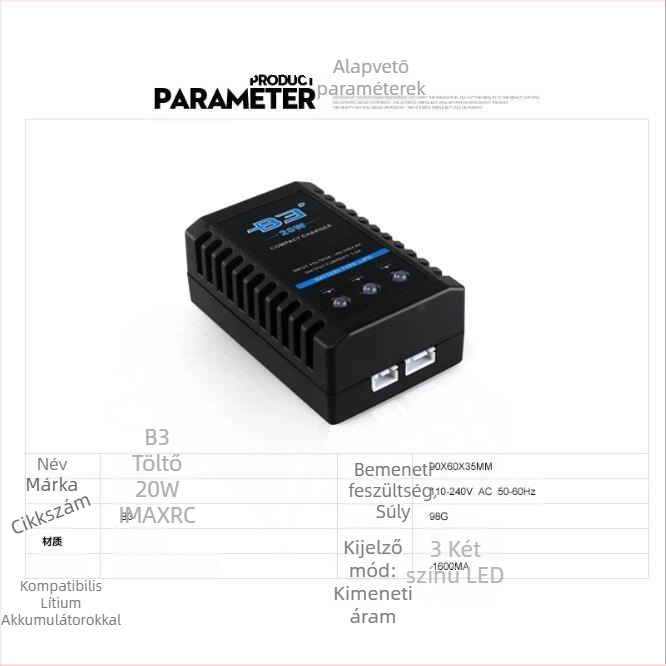 B3 lítium akkumulátor egyensúly töltő modell repülő fix szárnyhoz, bemenet 110-240V, kimenet 1600mA, töltési áram 1600mA