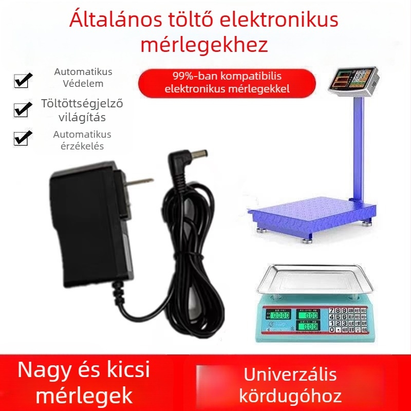 Elektronikus mérleg töltő, kerek dugasz, 4–6V, univerzális, Li-ion akkumulátorhoz