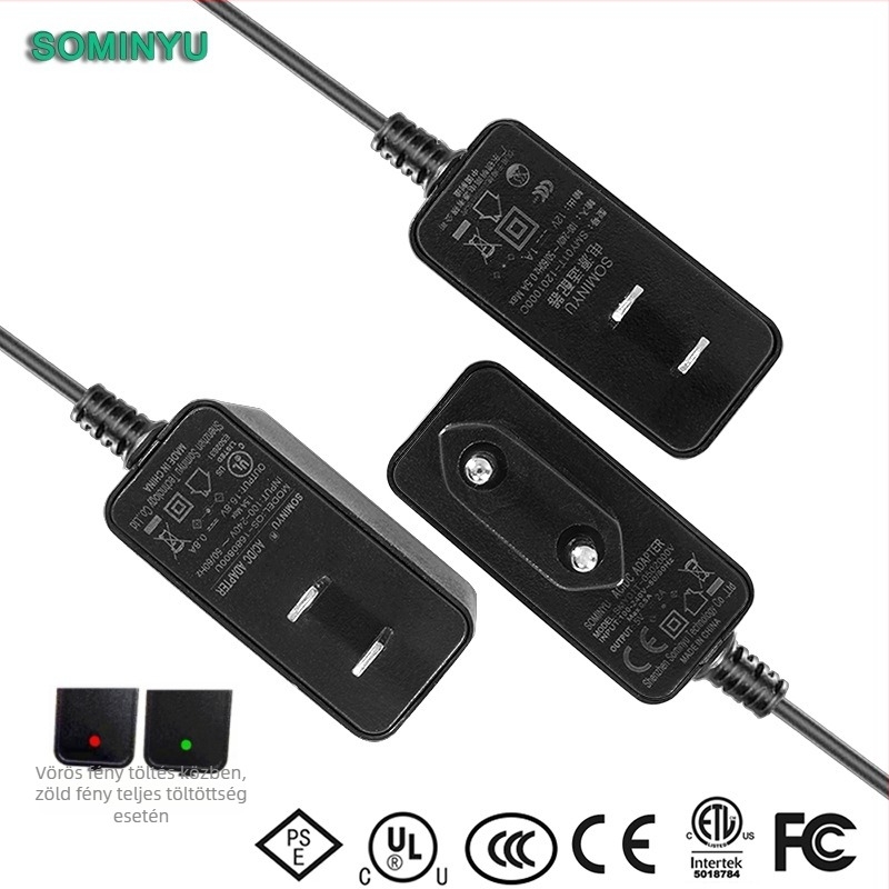 SMY01T sorozatú akkumulátortöltő, UL-certifikált, bemenet AC100-240V, kimenet DC 8.4V 1A