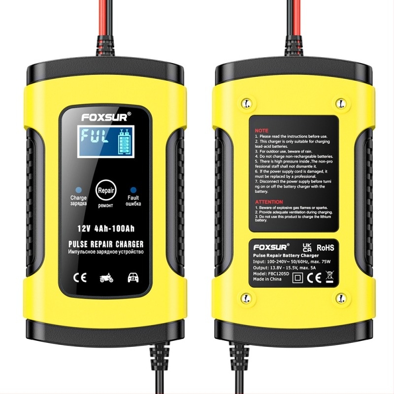 12V 5A Pulse Repair akkumulátortöltő LCD kijelzővel (Beviteli feszültség 100-240V, CE RoHS, Sorozat FBC1205D)