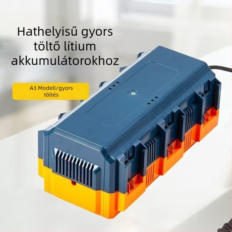 Négyportos gyorstöltő lítium-ion akkumulátorokhoz — kimenet 1:4, intelligens A3 csatlakozó