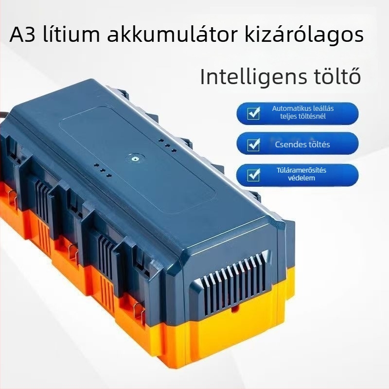 Négyportos gyorstöltő lítium-ion akkumulátorokhoz — kimenet 1:4, intelligens A3 csatlakozó