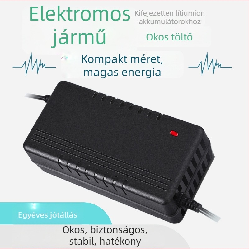 Villanyjármű lítiumakkumulátor töltő – LD-001, Radium Wind; bemenet 100-240V AC, kimenet 54.6V 3A DC, FCC tanúsított