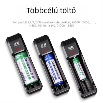 18650-es lítiumakkumulátor töltő egyetlen rekesszel, intelligens gyors töltés, beépített ventilátor és zseblámpa — bemenet 5V, kimenet DC3.7V2A, töltési áram 500mA, UK03 sorozat, CCC tanúsítvány