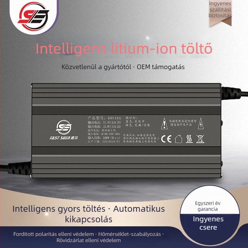 LiFePO4 akkumulátor töltője, bemenet AC180-240V, kimenet DC71.4V 4A, EMC/FCC tanúsítvánnyal