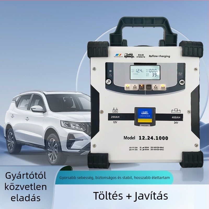 Magas teljesítményű autóakkumulátor töltő 12V/24V