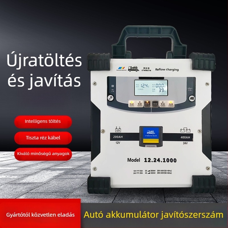 Magas teljesítményű autóakkumulátor töltő 12V/24V