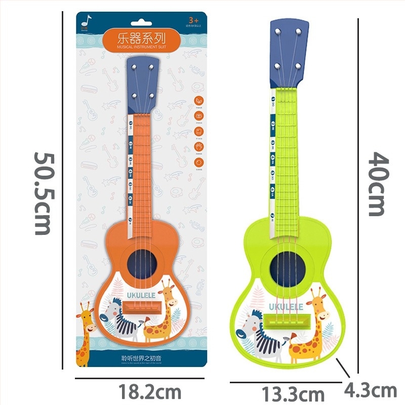 Műanyag gyerekeknek készült ukulele és mini gitárkészlet, gitár/basszus játék, 4–6 éveseknek, blisteres csomagolás, Xinya márka, 3C tanúsítvány
