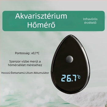 PC anyagú víztermometer; méri a víz hőmérsékletét; belépő típusú szenzor; pontosság ±0,1°C