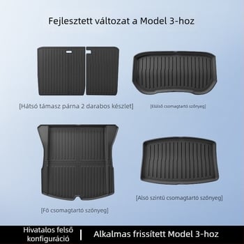 Tesla Model 3/Y első és hátsó csomagtartó szőnyeg – TPE, járműspecifikus, logó nélküli