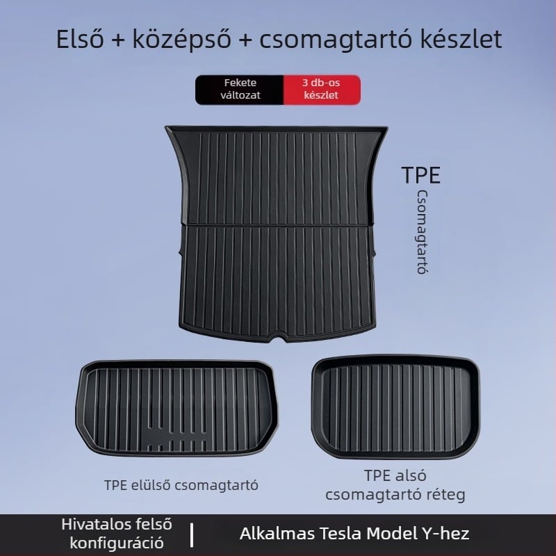 Tesla Model 3/Y első és hátsó csomagtartó szőnyeg – TPE, járműspecifikus, logó nélküli