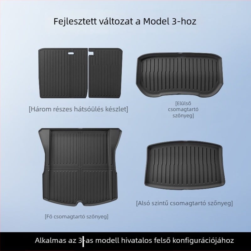 Tesla Model 3/Y első és hátsó csomagtartó szőnyeg – TPE, járműspecifikus, logó nélküli