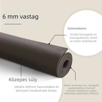 Fette PVC jóga matrac, 6 mm, 3000 g, egyszínű felület