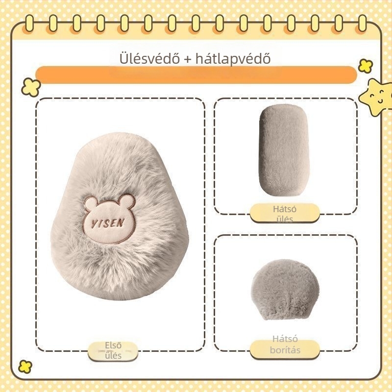 Elektromos kerékpár ülésvédő készlet nyusziplüsszel, hímzéssel, megnövelt melegséggel, velúr töltettel és kavicsos bőrfelülettel — három részes készlet