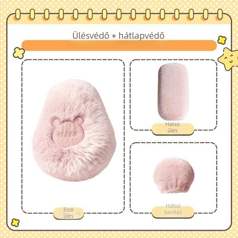 Elektromos kerékpár ülésvédő készlet nyusziplüsszel, hímzéssel, megnövelt melegséggel, velúr töltettel és kavicsos bőrfelülettel — három részes készlet