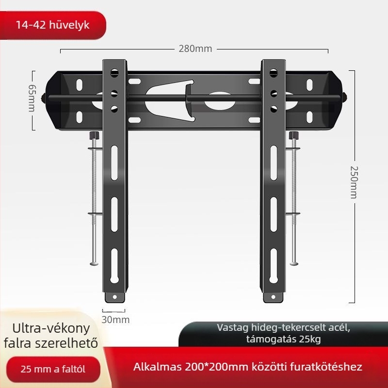 TV falikonzol, modell 604, állítható, max. 15 kg, vasból készült tartó