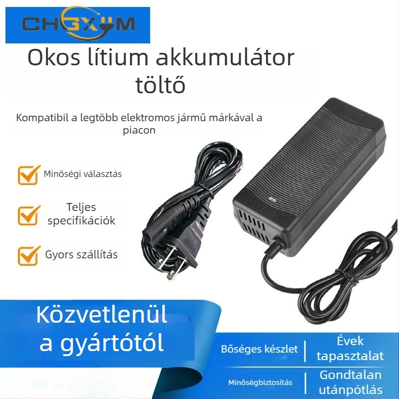 Okos töltő elektromos rollerhez 54.6V/58.8V, 2A – bemenet 100–240V AC, CE/FCC/ROHS, Polimer lítium akkumulátor töltő