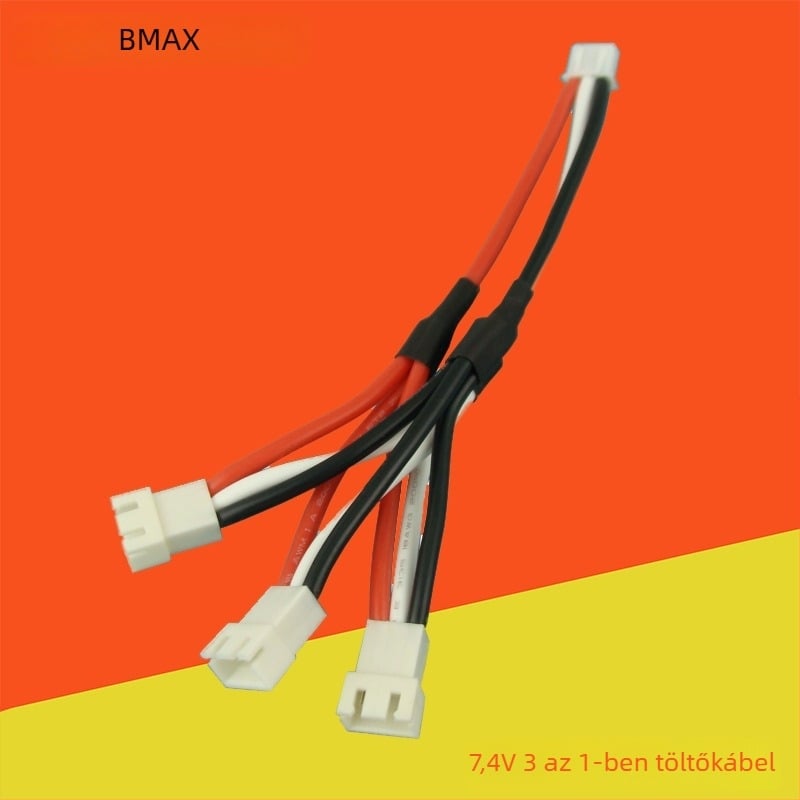 7.4V akkumulátor töltő | 1→3 adapter, 3-pontos egyensúlykábel, Li-akkuhoz, BMAX, CE tanúsított